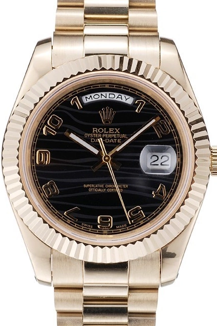 AAA Replica Watches Dial Daytona Black Gold Black Case Leather Rose Strap Rolex 0817